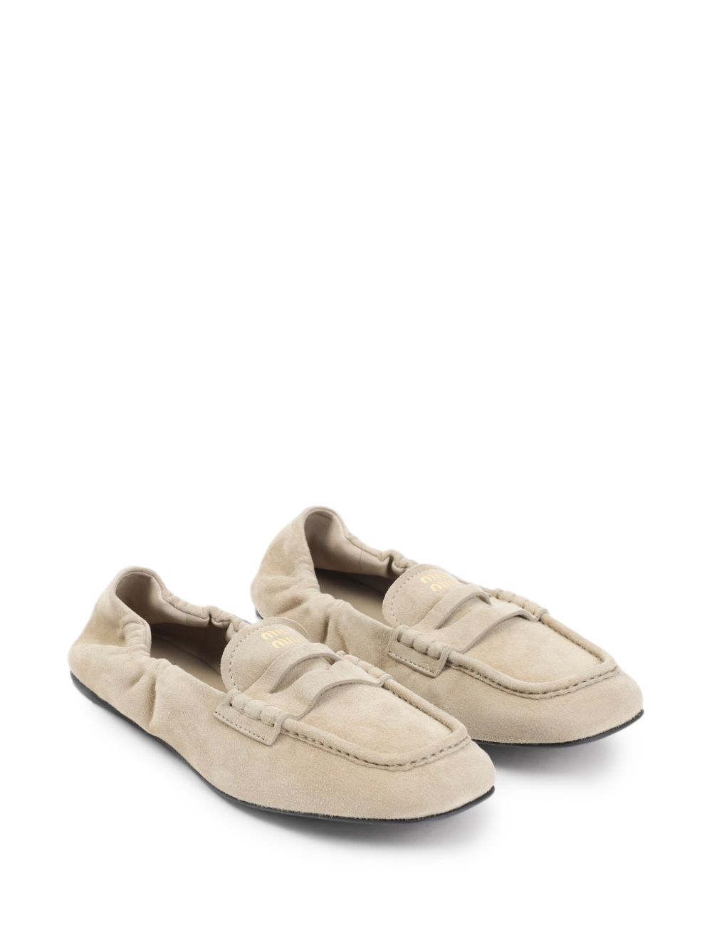 Miu Miu Women Ruches Suede Leather Loafers MIU MIU