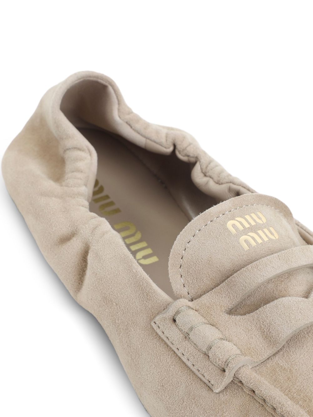 Miu Miu Women Ruches Suede Leather Loafers MIU MIU