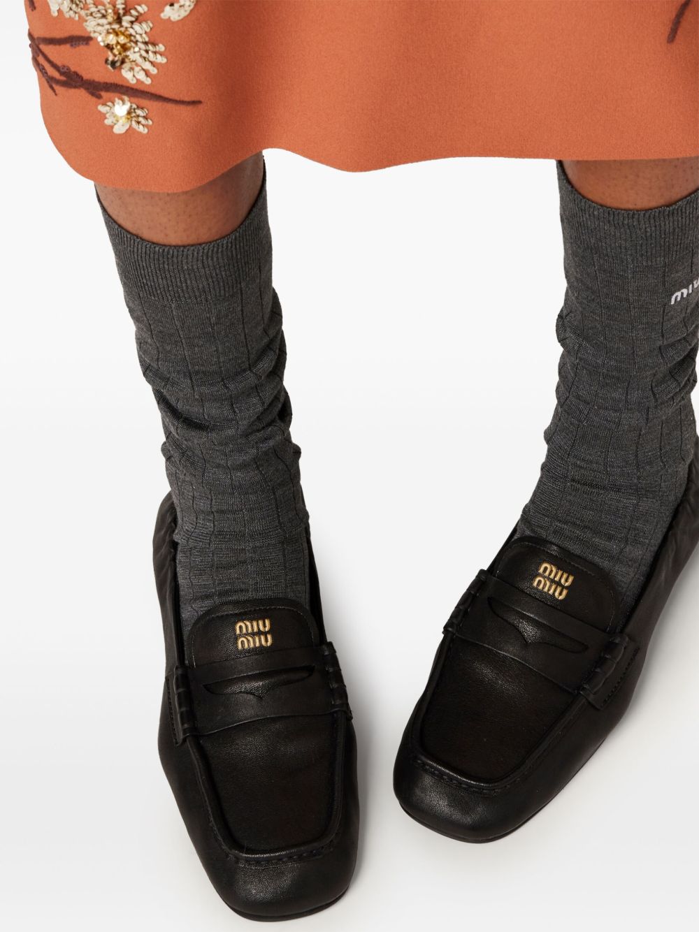 Miu Miu Women Ruches Leather Loafers MIU MIU