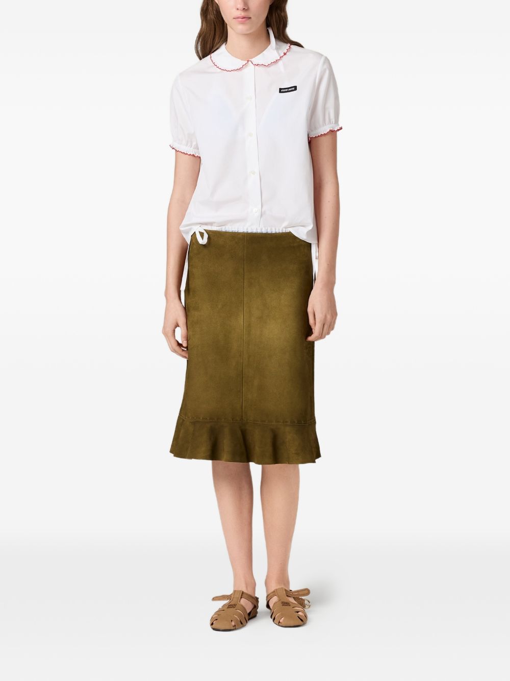 Miu Miu Women Embroidered Cotton Shirt MIU MIU