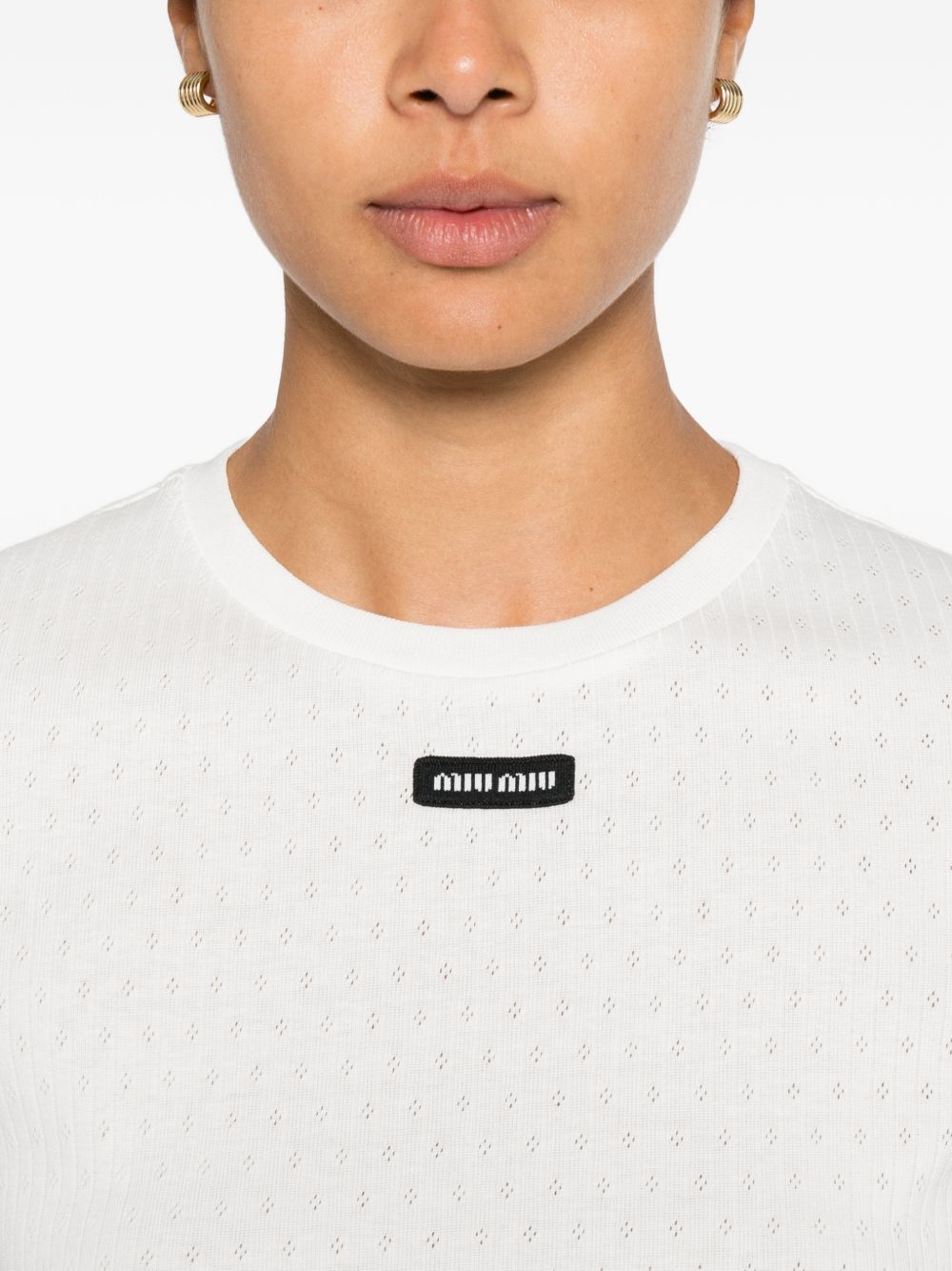 Miu Miu Women Logo Cotton T-Shirt MIU MIU