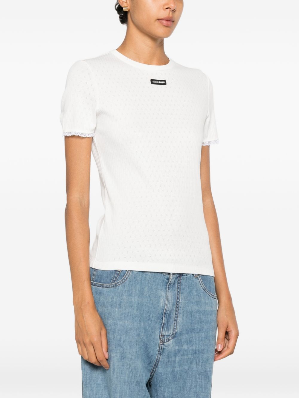 Miu Miu Women Logo Cotton T-Shirt MIU MIU