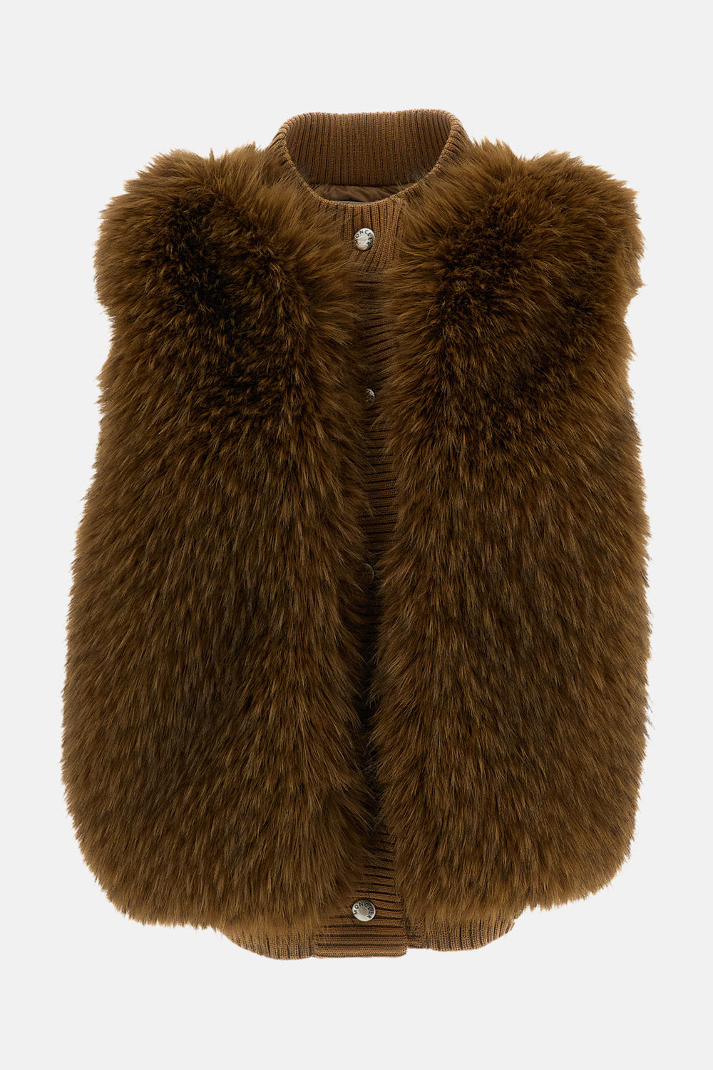 Moncler Women Wool Padded Gilet With Faux-Fur Panel MONCLER