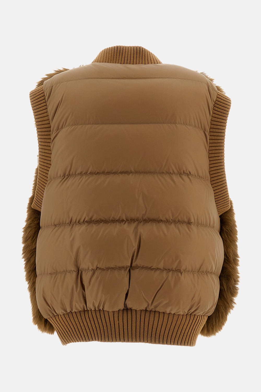 Moncler Women Wool Padded Gilet With Faux-Fur Panel MONCLER