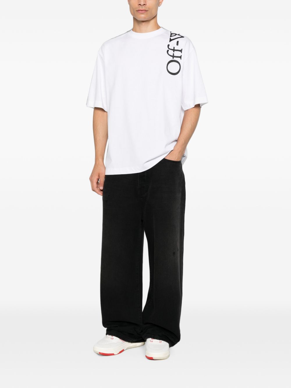 Off-White Men Vertical Bookish Skate Cotton T-Shirt OFF-WHITE