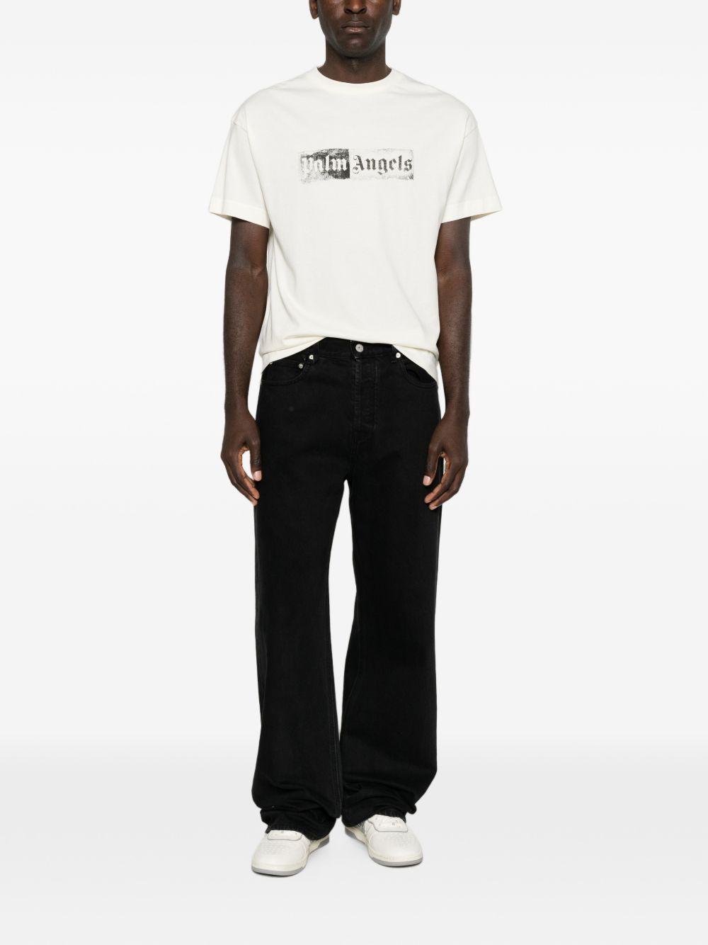 Palm Angels Men Stamp Logo Cotton T-Shirt PALM ANGELS