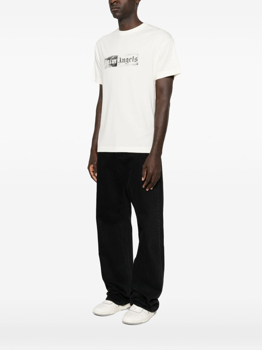 Palm Angels Men Stamp Logo Cotton T-Shirt PALM ANGELS