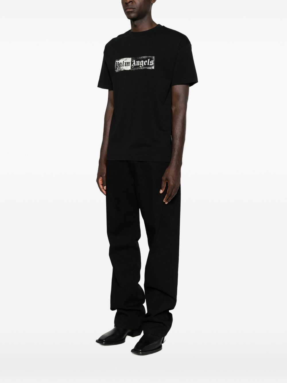 Palm Angels Men Stamp Logo Cotton T-Shirt