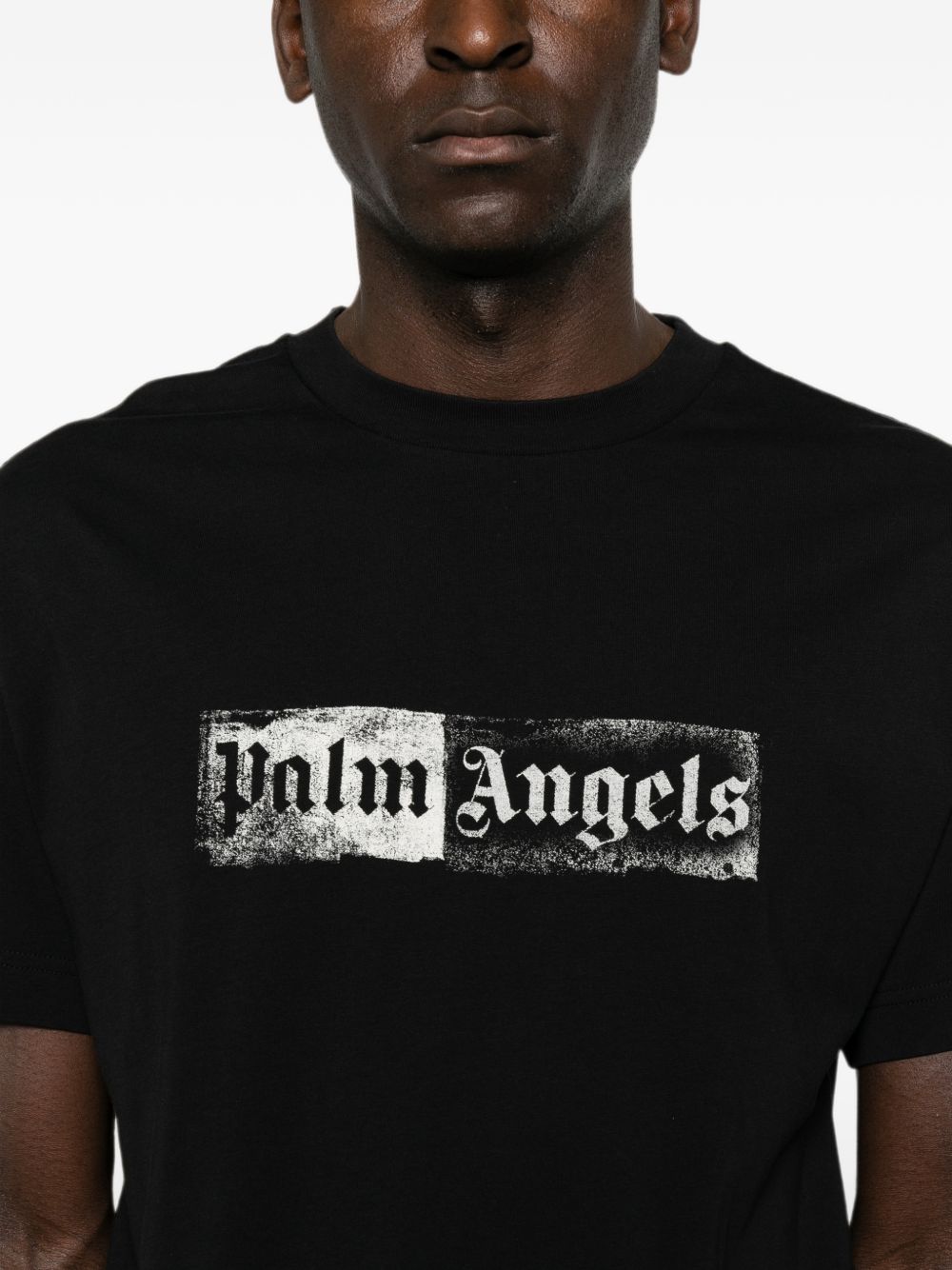 Palm Angels Men Stamp Logo Cotton T-Shirt