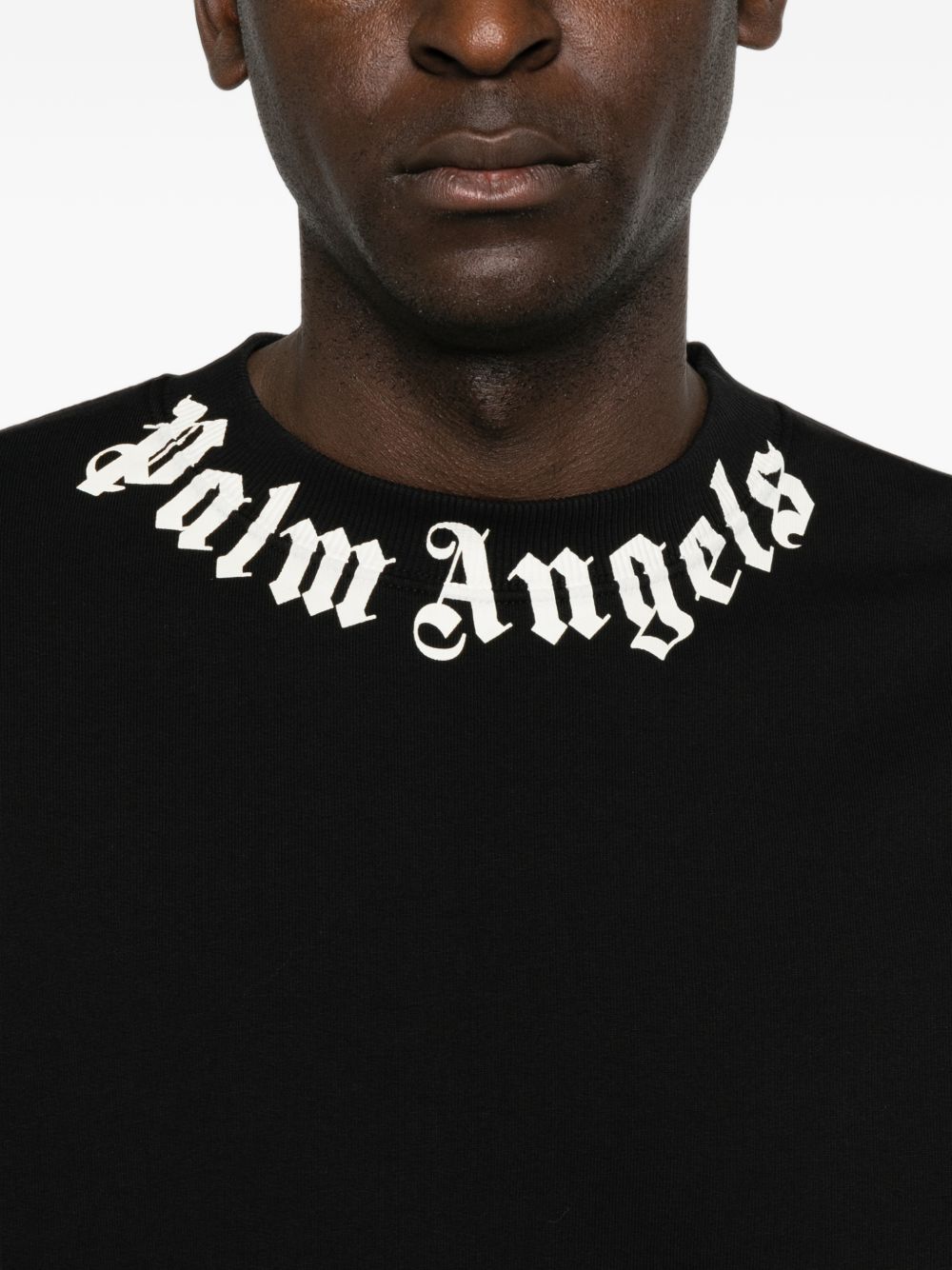 Palm Angels Men Neck Logo Cotton Sweatshirt PALM ANGELS