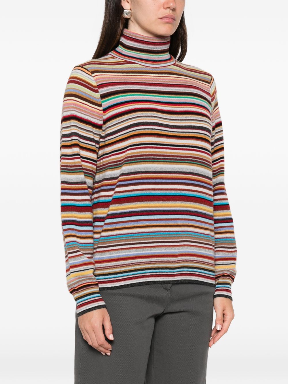 Paul Smith Women Signature Stripe Roll Neck Sweater.