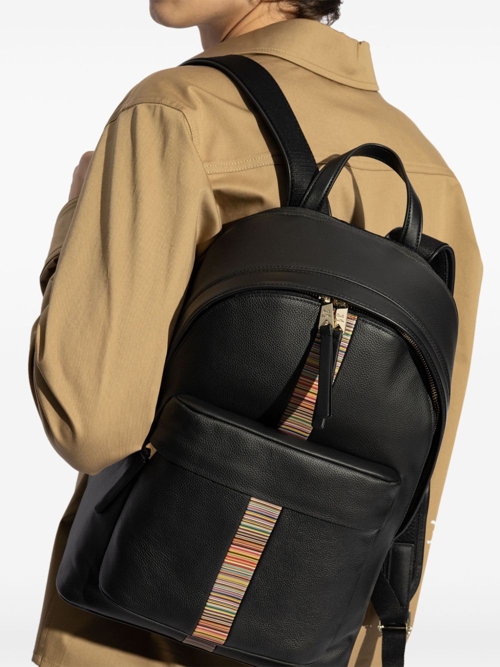 Paul Smith Men Signature Stripe Leather Backpack PAUL SMITH