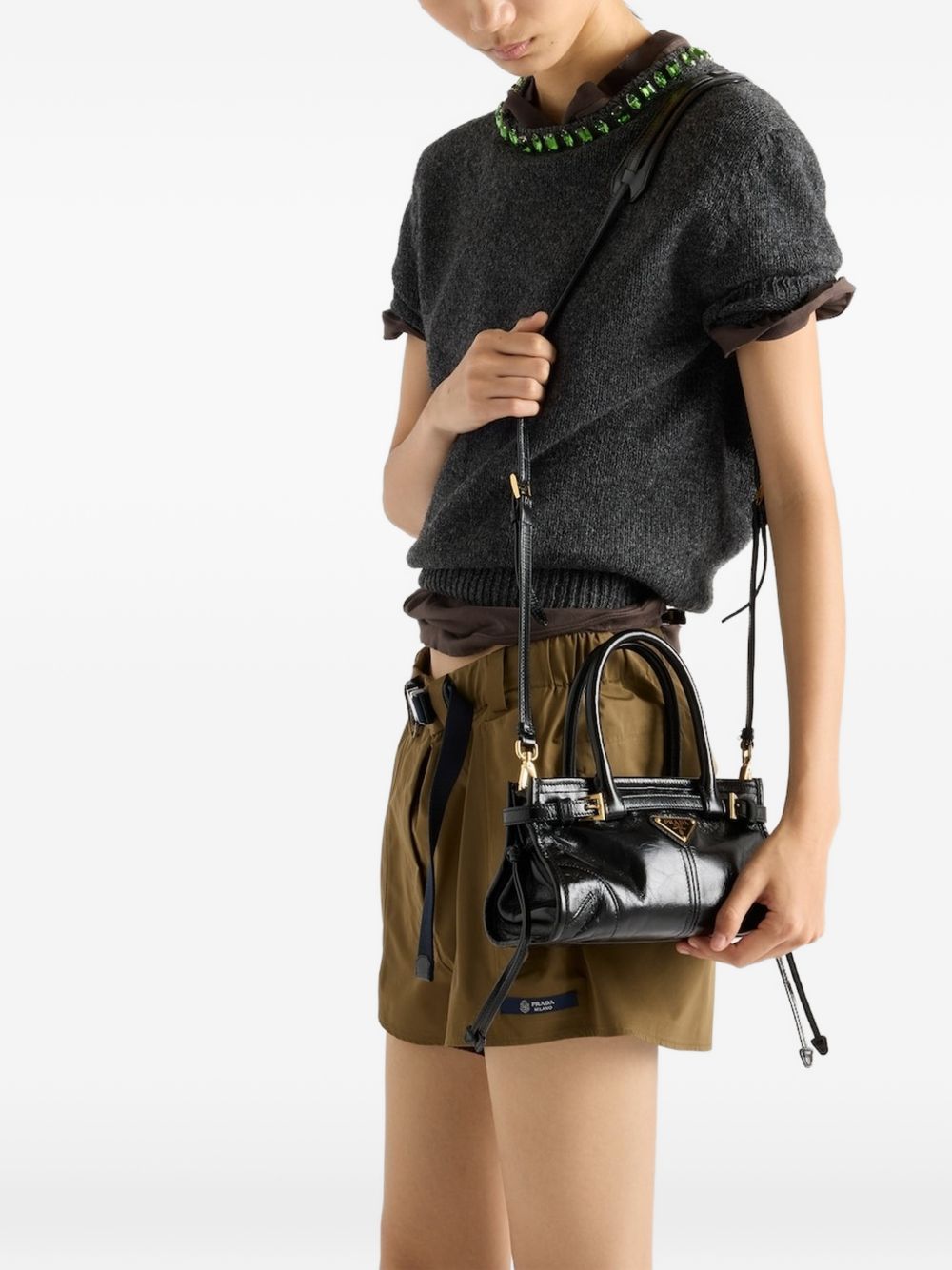 Prada Women Prada Bonnie Mini Leather Handbag PRADA