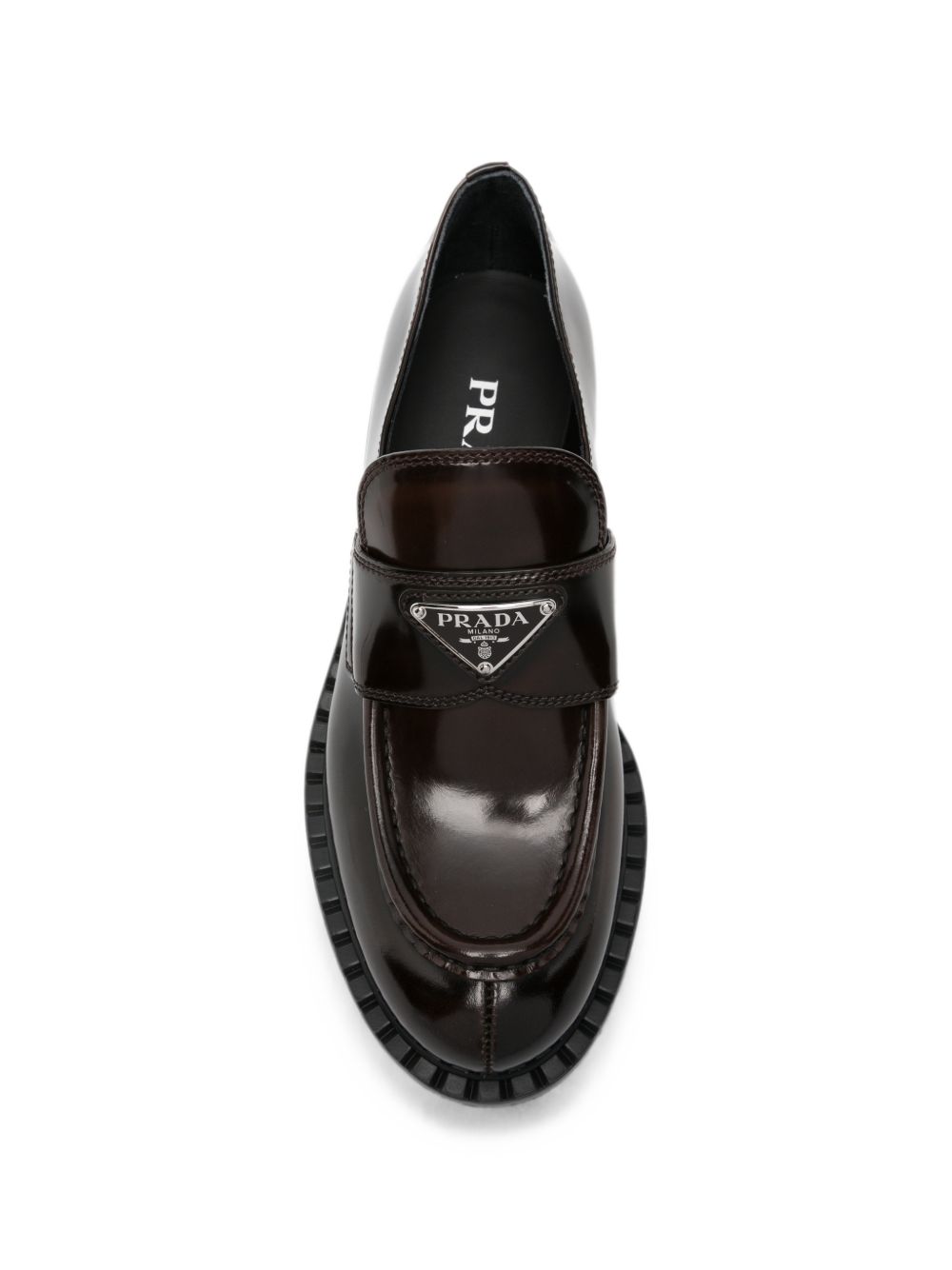 Prada Women Chocolate Leather Loafers PRADA