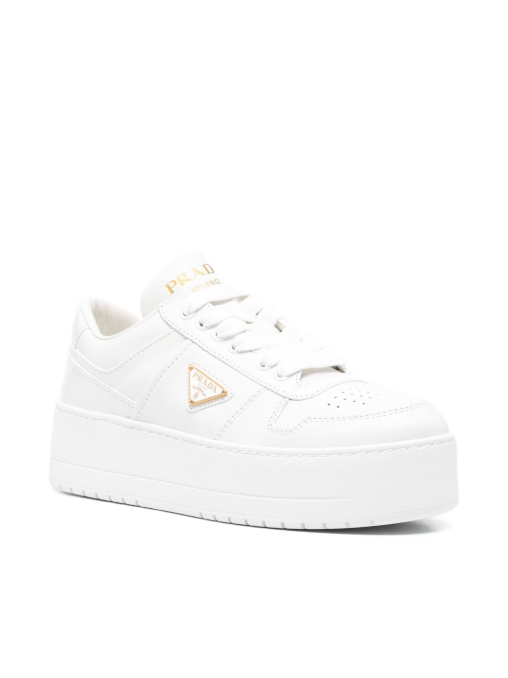 Prada Women Downtown Bold Leather Sneakers PRADA
