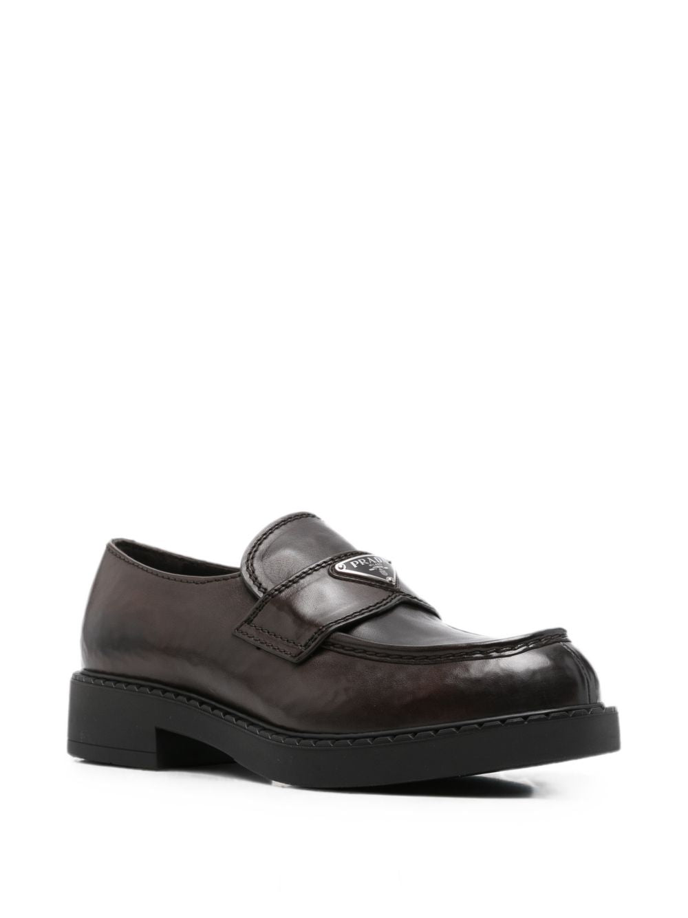 Prada Men Chocolate Leather Loafers