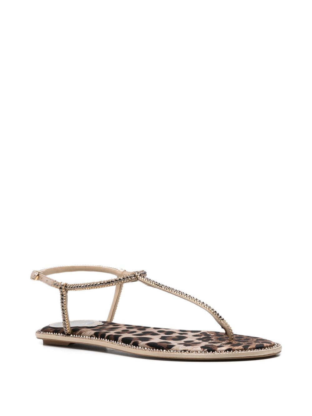 René Caovilla Women Diana Leather Flat Sandals RENE CAOVILLA