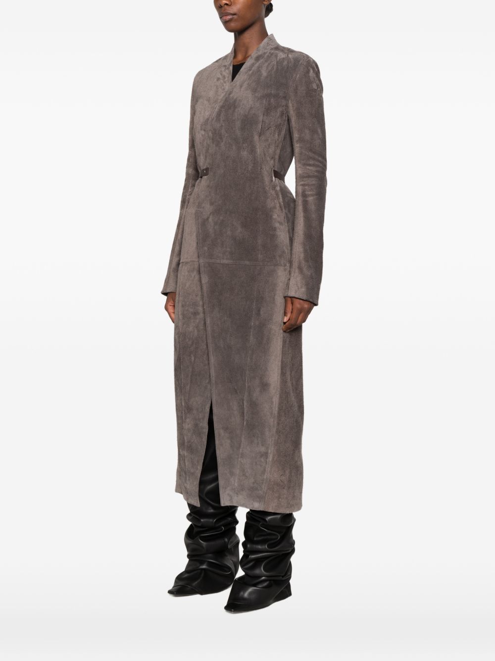 Rick Owens Women Leather Long Coat RICK OWENS