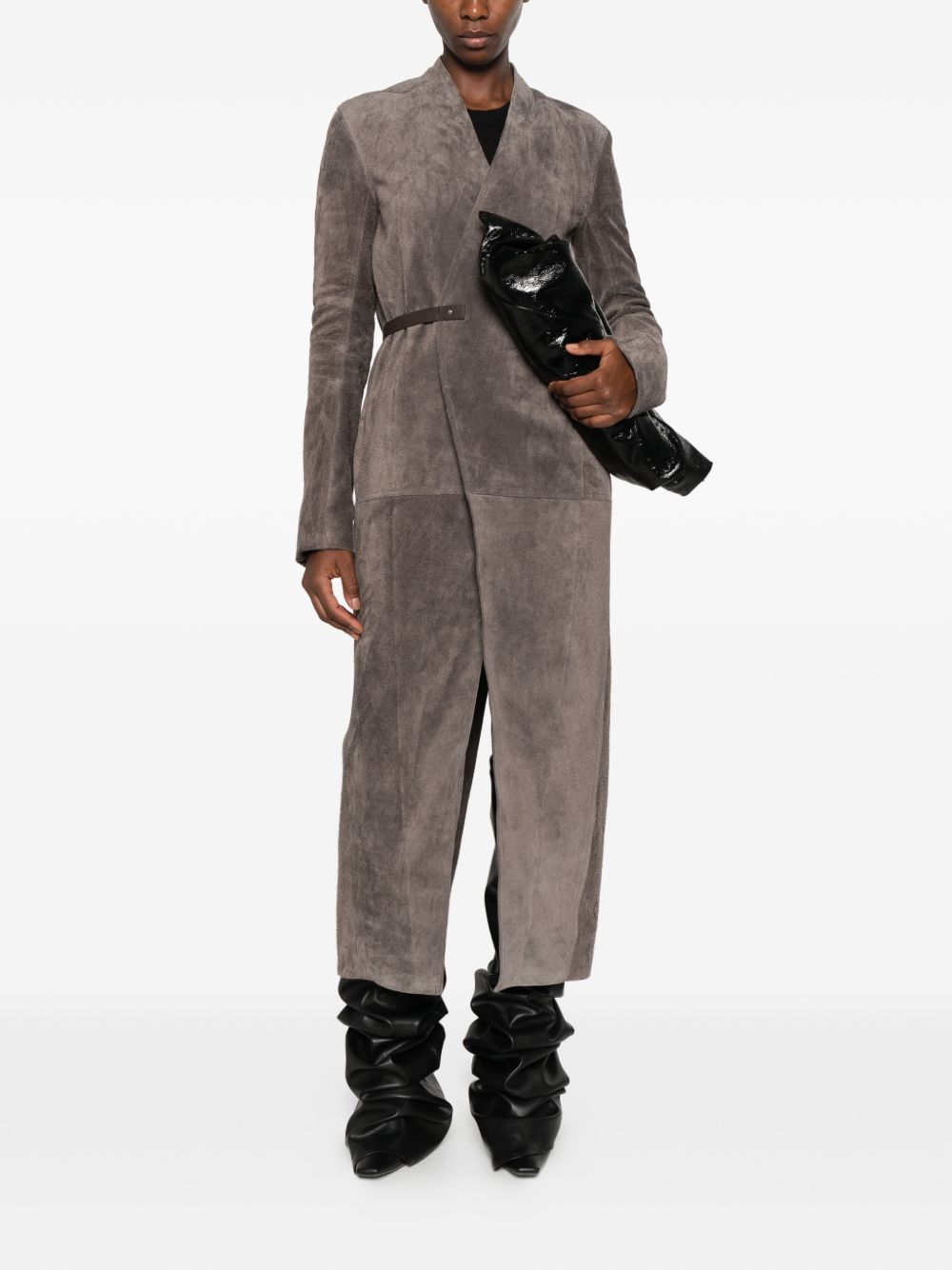 Rick Owens Women Leather Long Coat RICK OWENS
