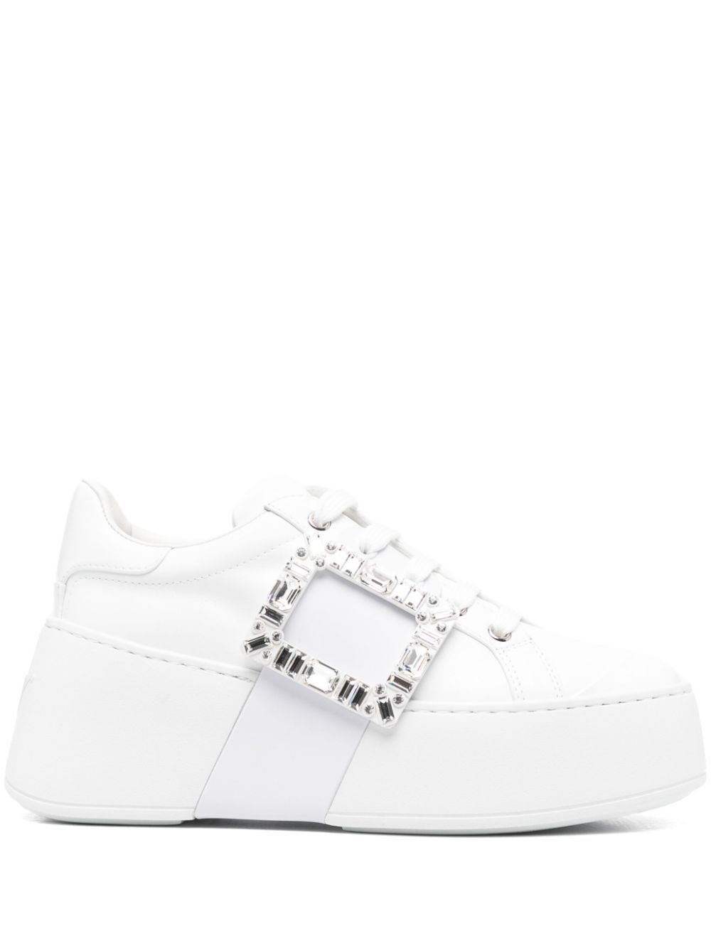 Roger Vivier Women Viv Skate High Strass Leather Sneakers