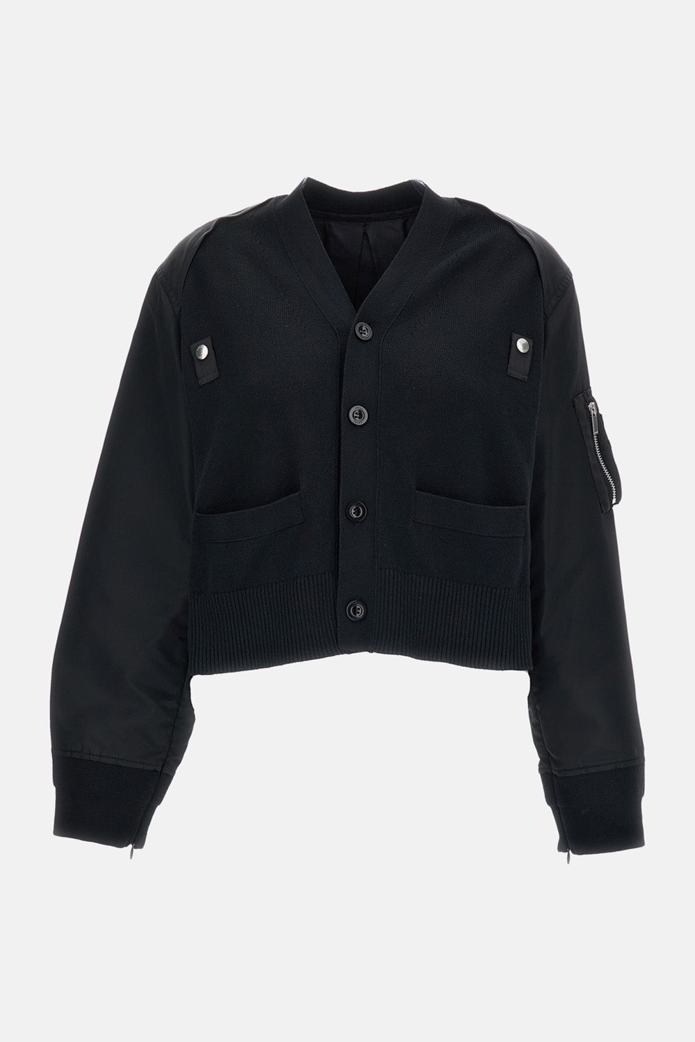 Sacai Women Nylon Twill X Cotton Knit Cardigan SACAI