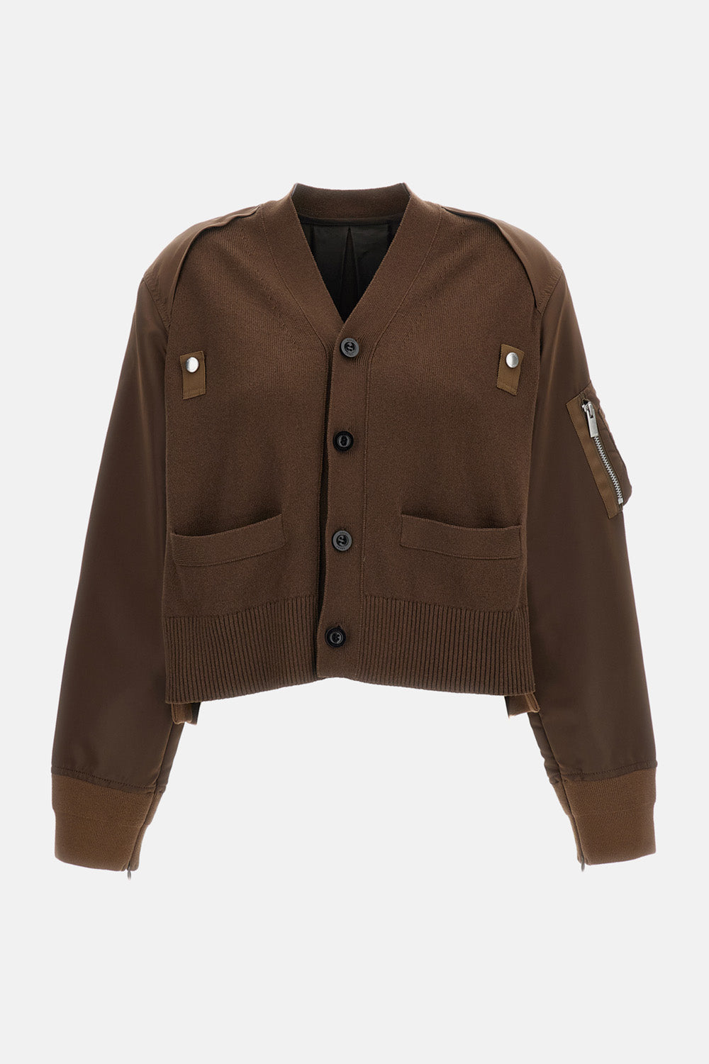 Sacai Women Nylon Twill X Cotton Knit Cardigan SACAI