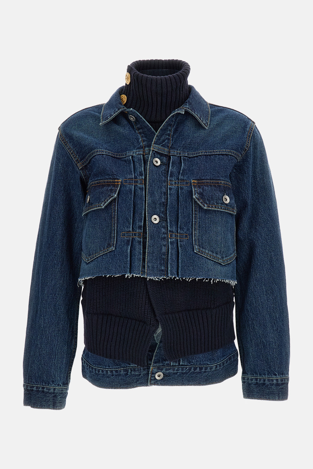 Sacai Women Denim X Wool Knit Jacket SACAI