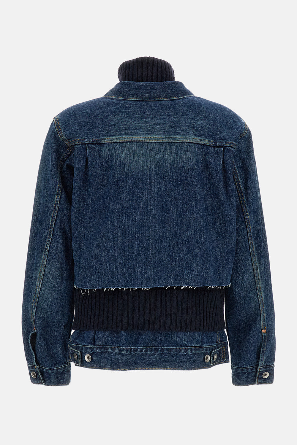 Sacai Women Denim X Wool Knit Jacket SACAI