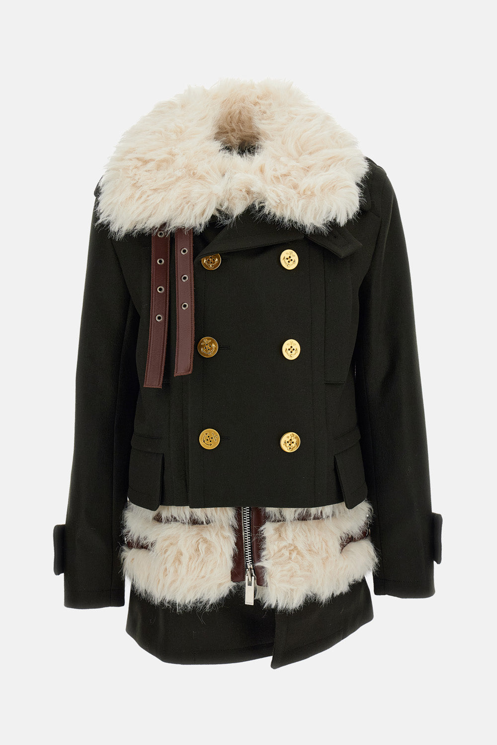 Sacai Women Wool Melton Coat SACAI