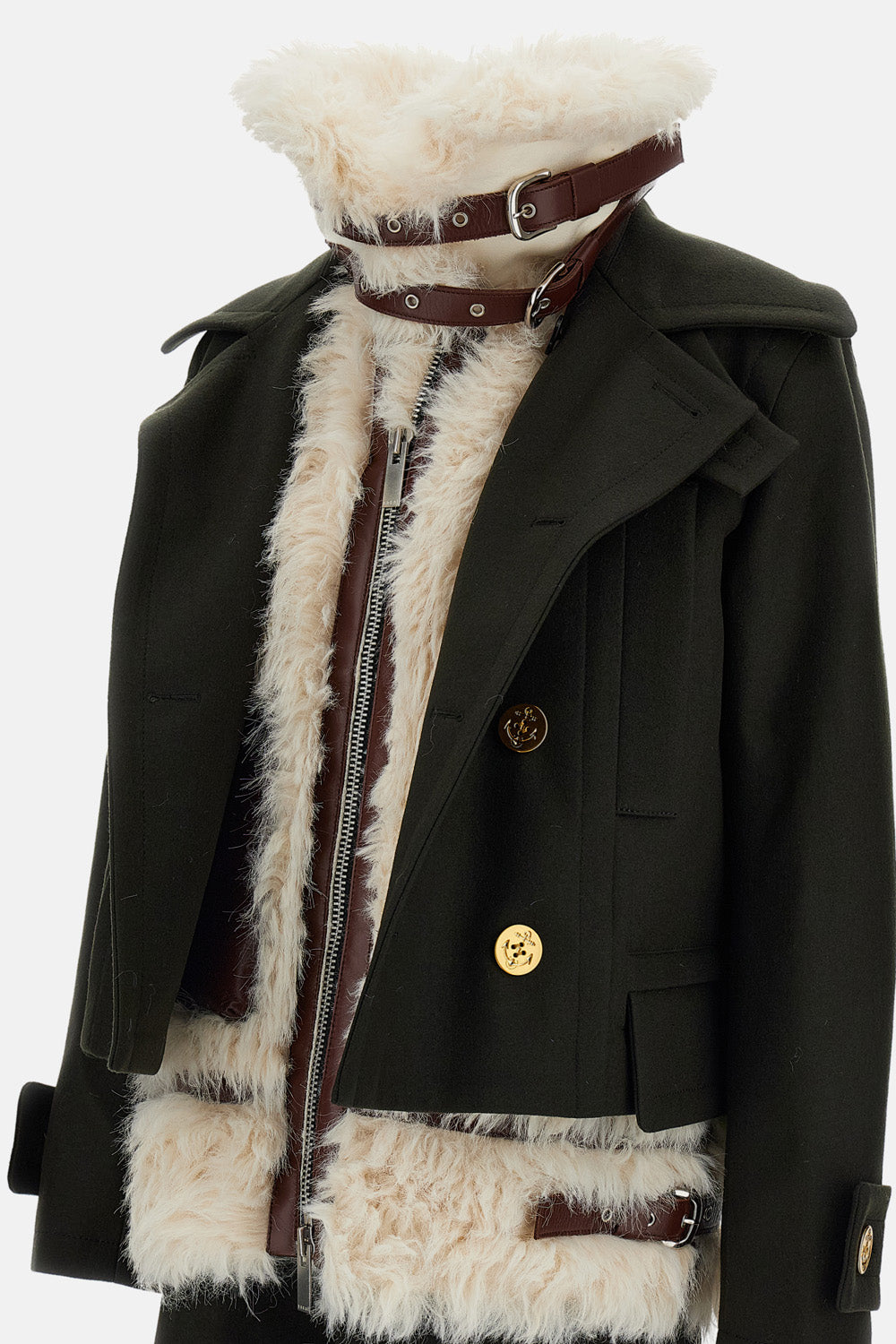 Sacai Women Wool Melton Coat SACAI