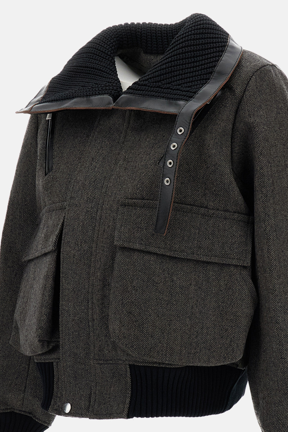 Sacai Women Herringbone Puffer Bluson SACAI