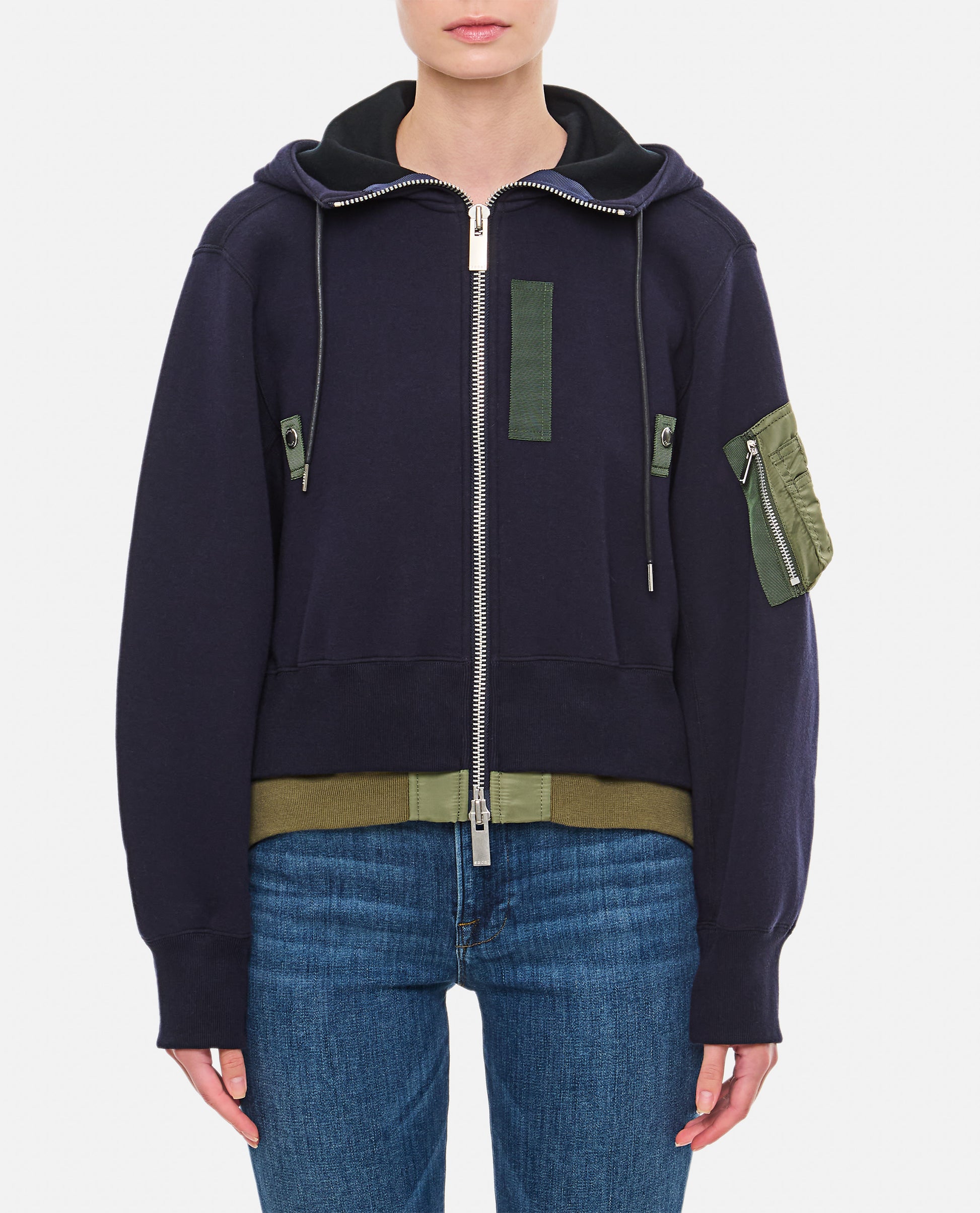 Sacai Women Sponge Sweat X Nylon Twill Hoodie SACAI