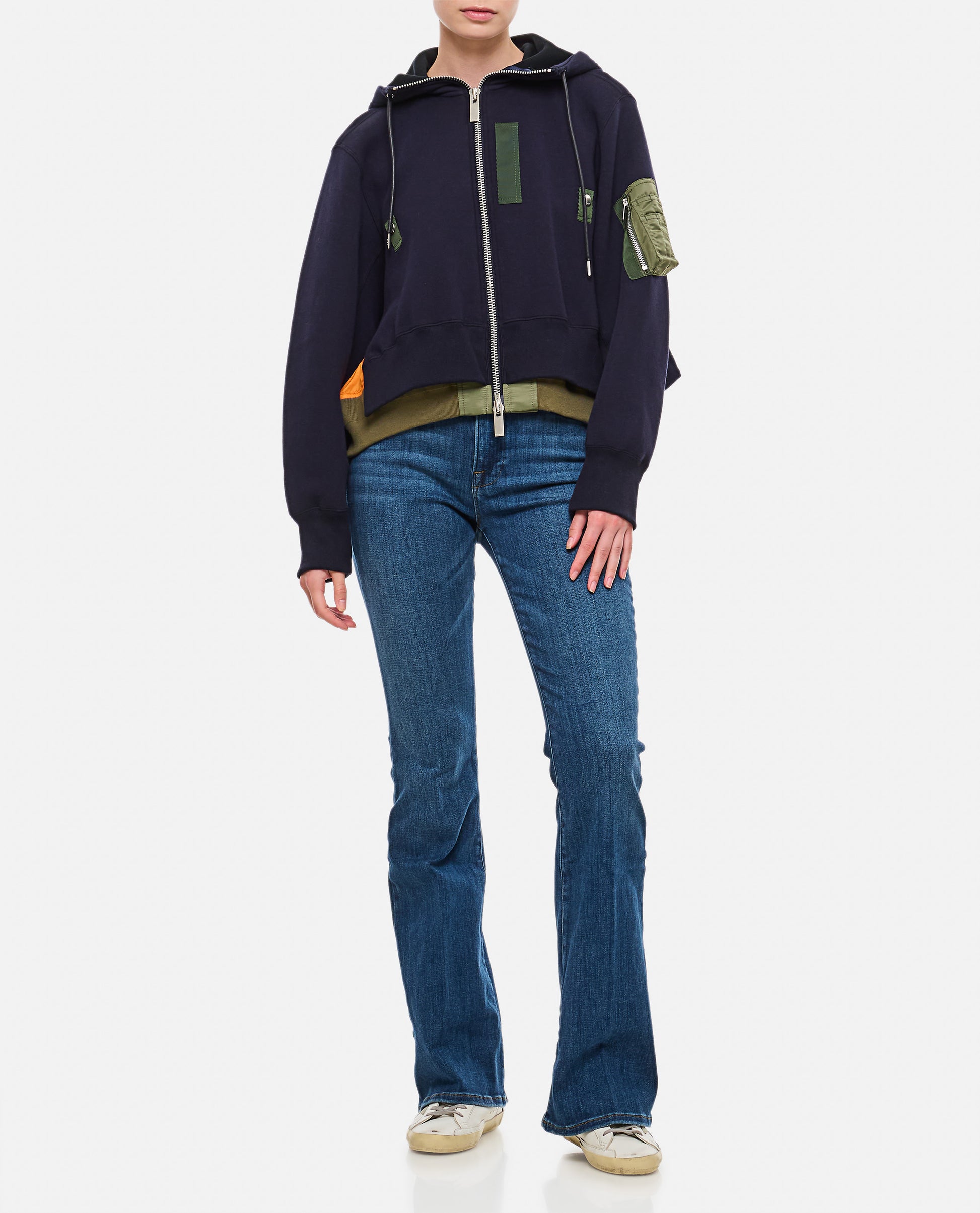 Sacai Women Sponge Sweat X Nylon Twill Hoodie SACAI