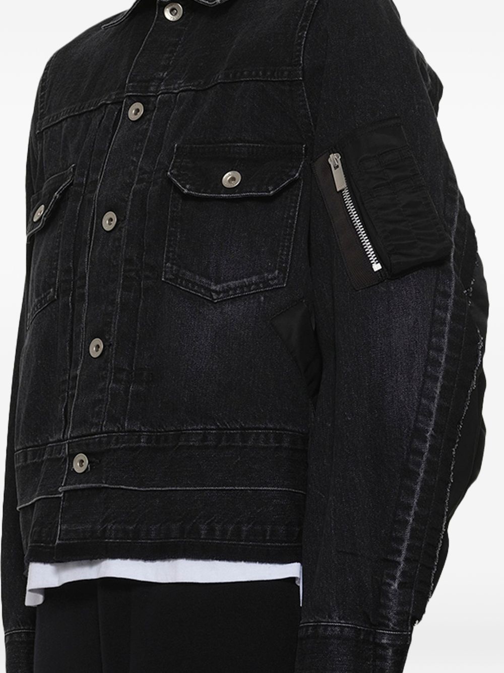 Sacai Women Denim And Nylon Blouson Jacket SACAI