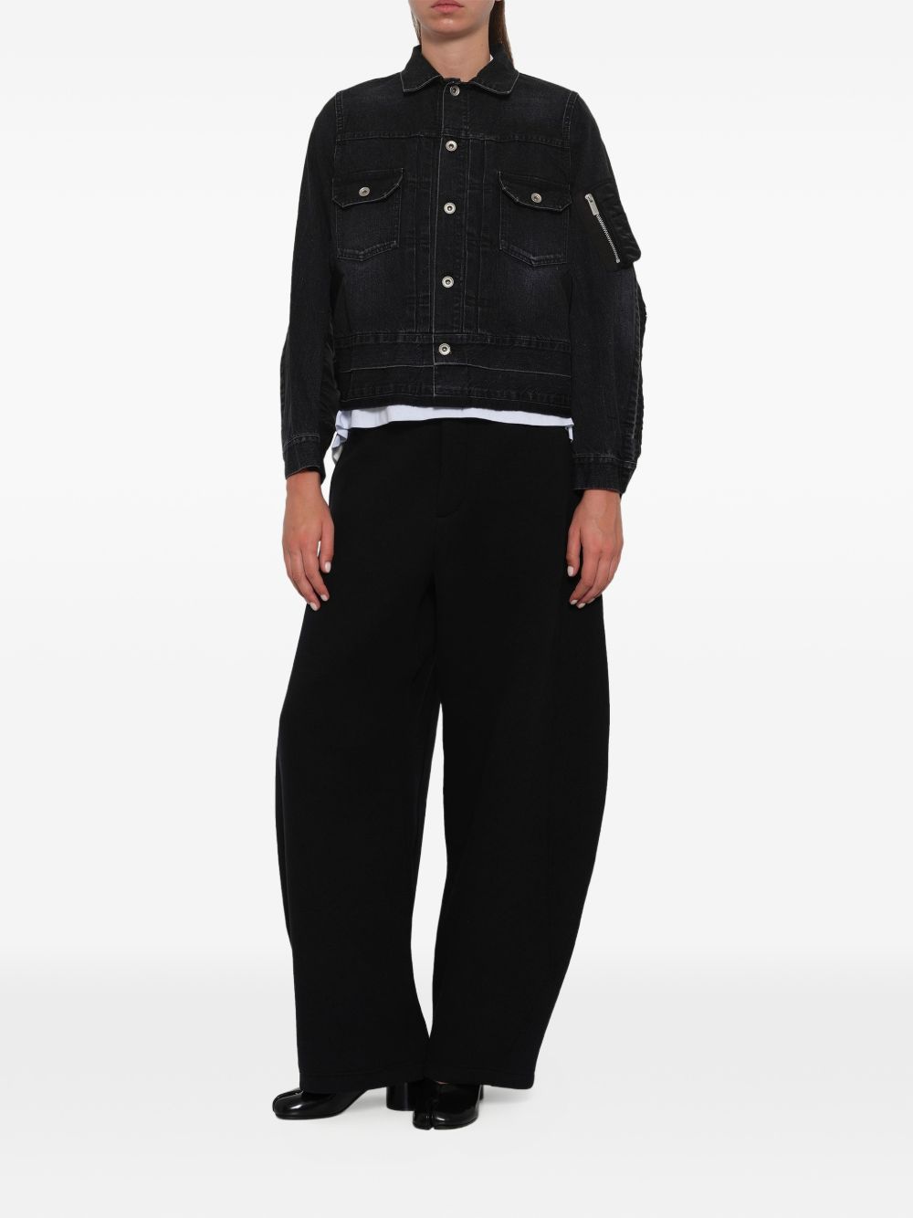 Sacai Women Denim And Nylon Blouson Jacket SACAI