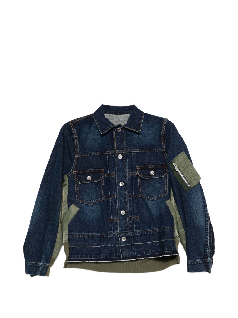 Sacai Women Denim And Nylon Blouson Jacket