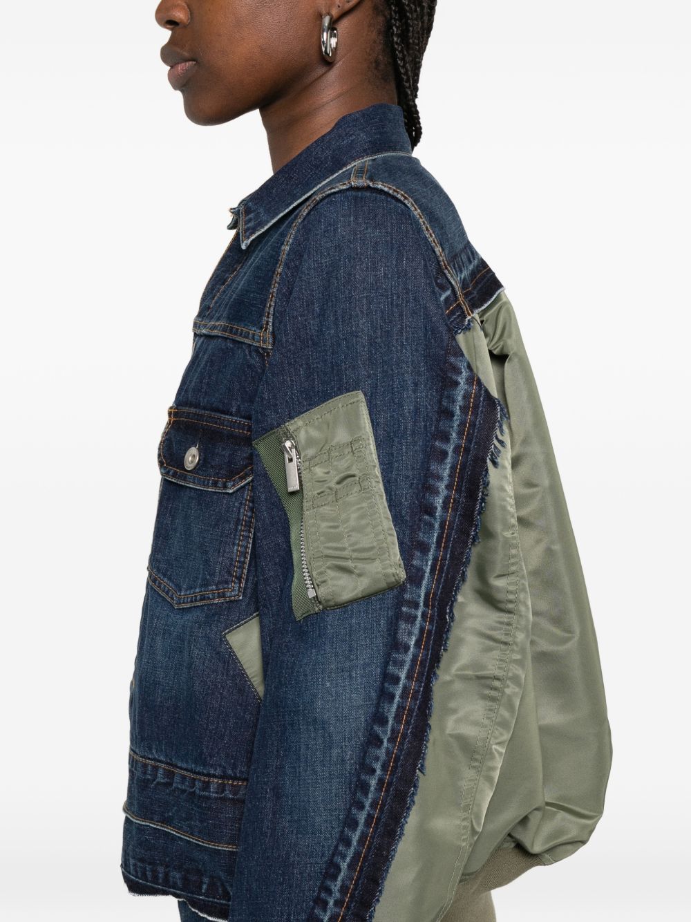 Sacai Women Denim And Nylon Blouson Jacket