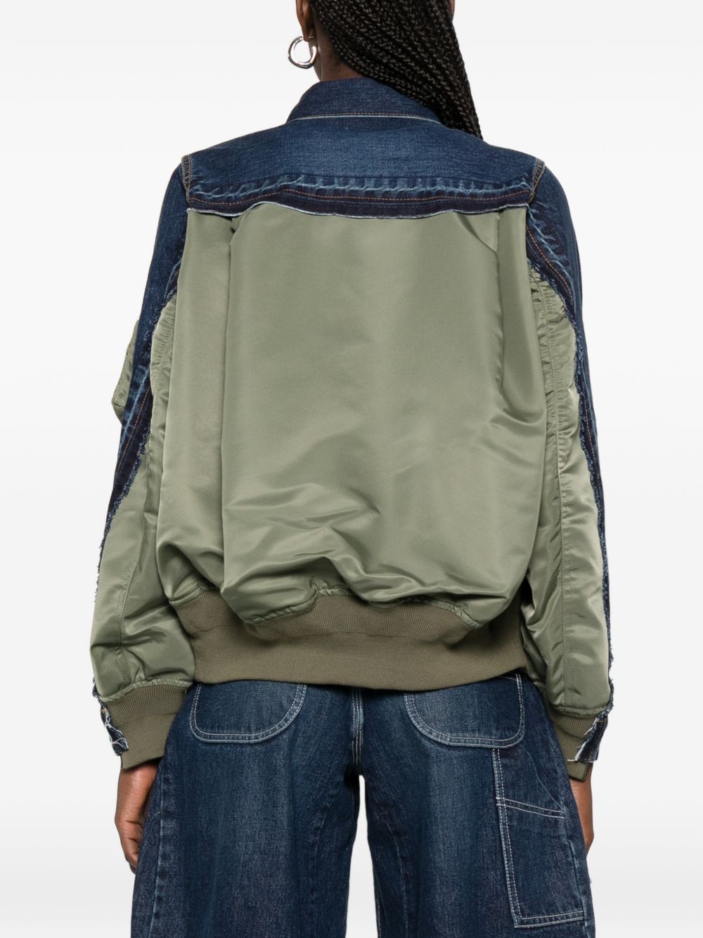Sacai Women Denim And Nylon Blouson Jacket