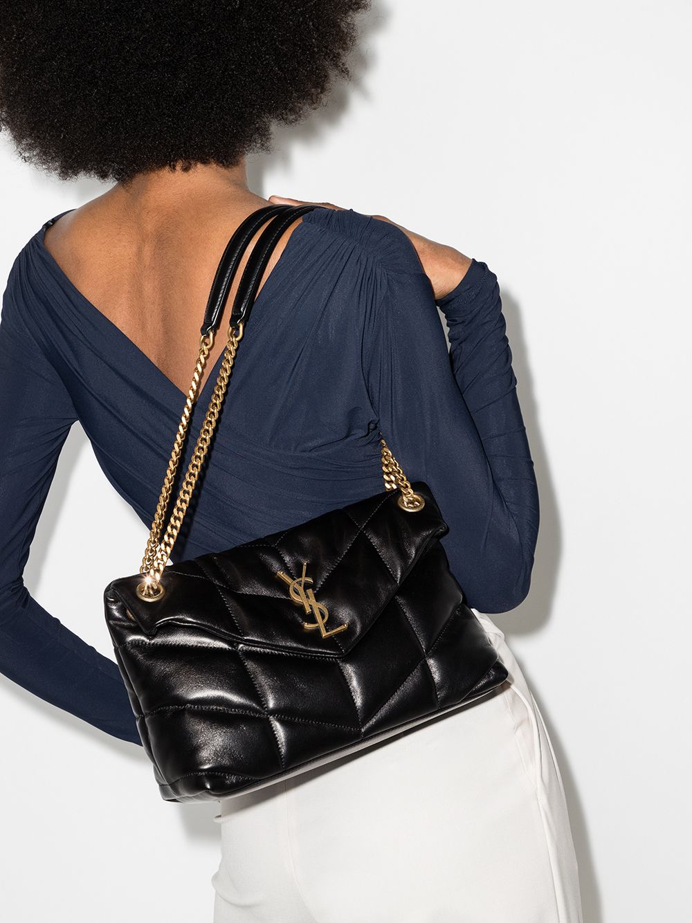 Saint Laurent Women Puffer Small Leather Shoulder Bag