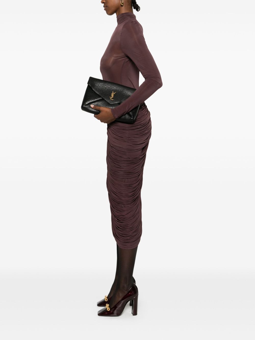 Saint Laurent Women Envelope Cassandre Large Leather Clutch SAINT LAURENT