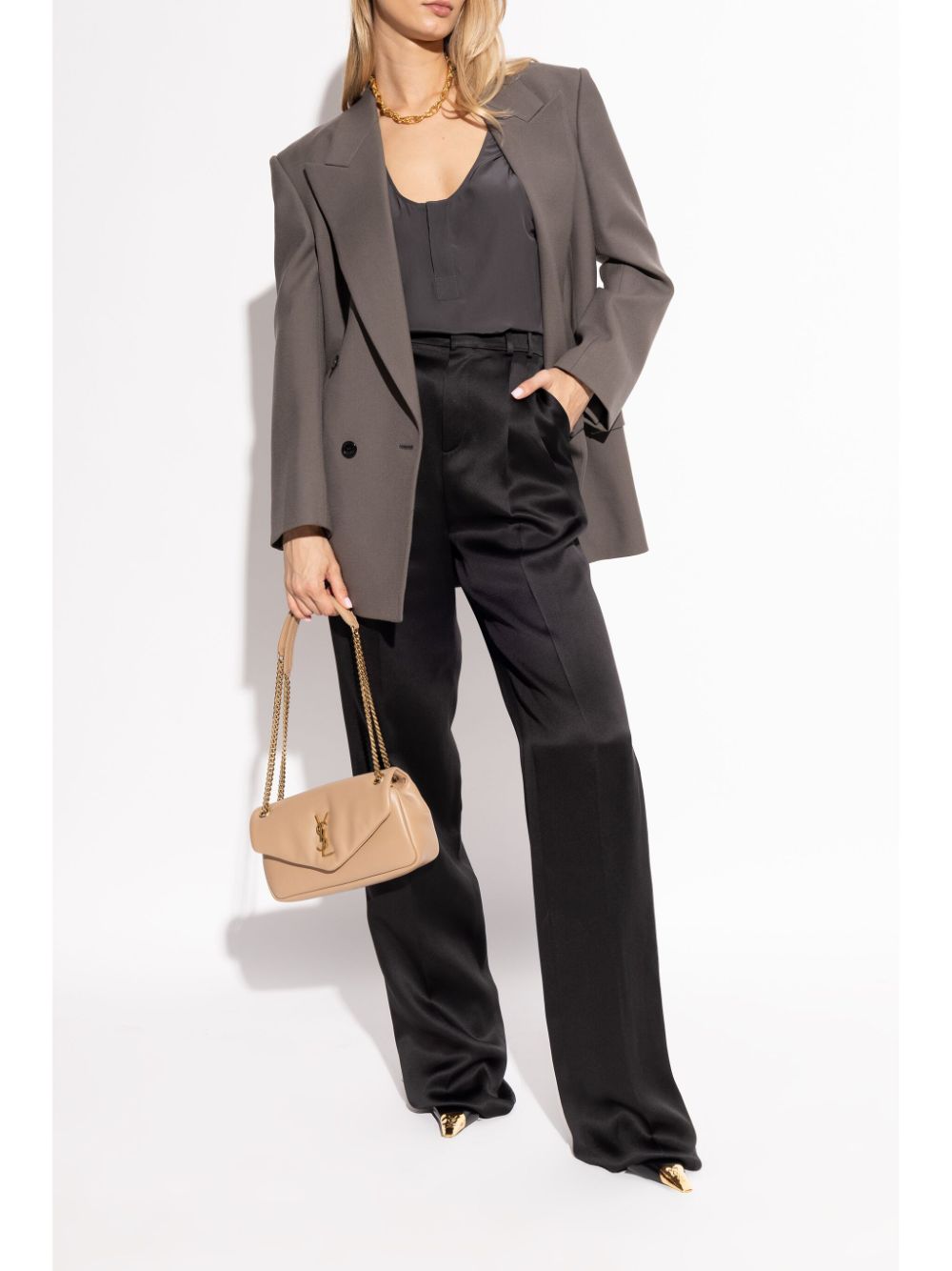 Saint Laurent Women Jeanne Leather Slingback Pumps