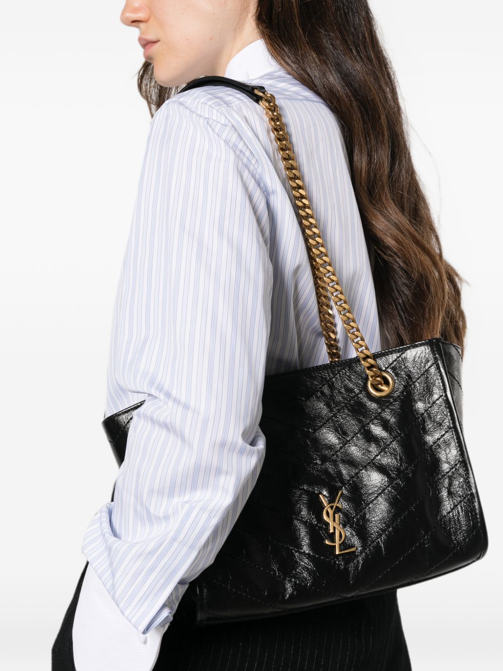 Saint Laurent Women Niki Small Leather Tote Bag SAINT LAURENT