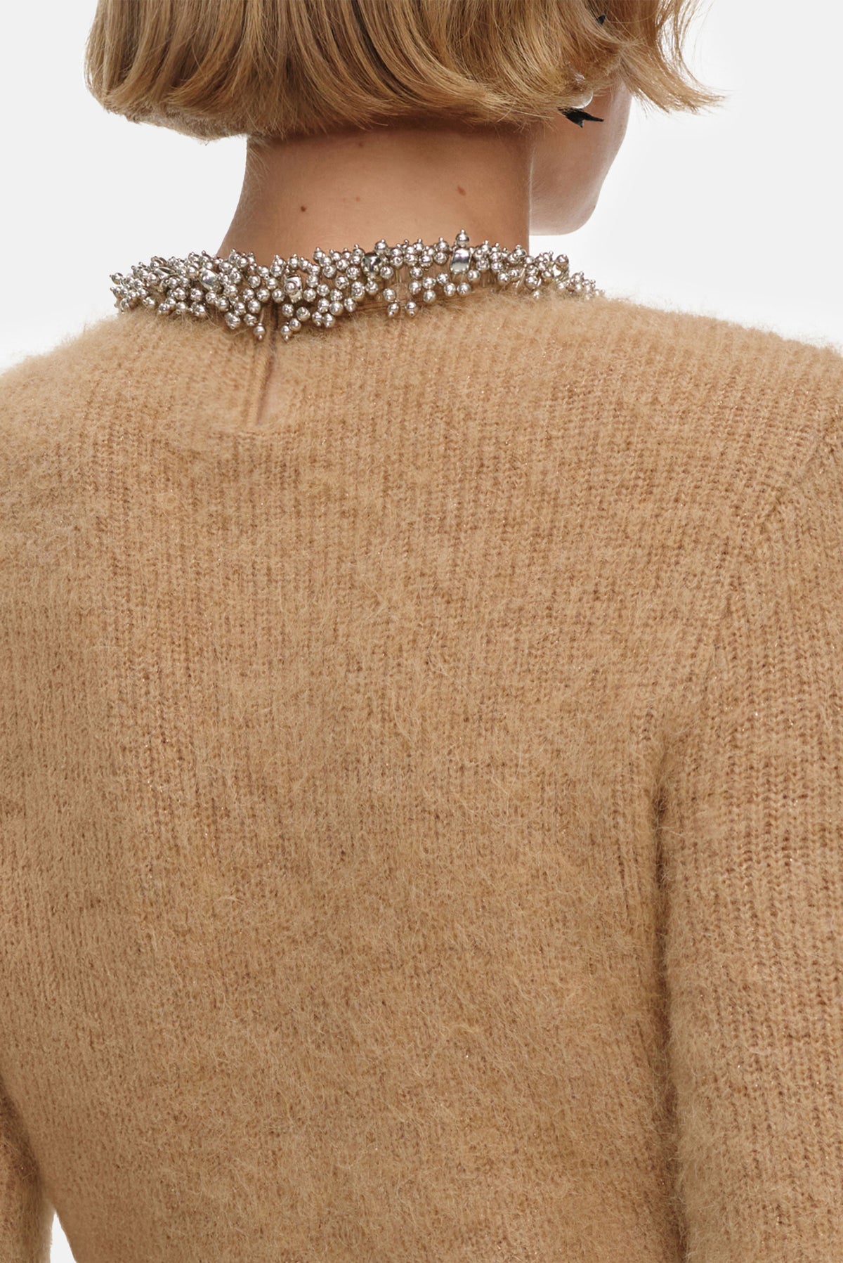Self-Portrait Women Brown Beaded Trim Knit Jumper SELF-PORTRAIT