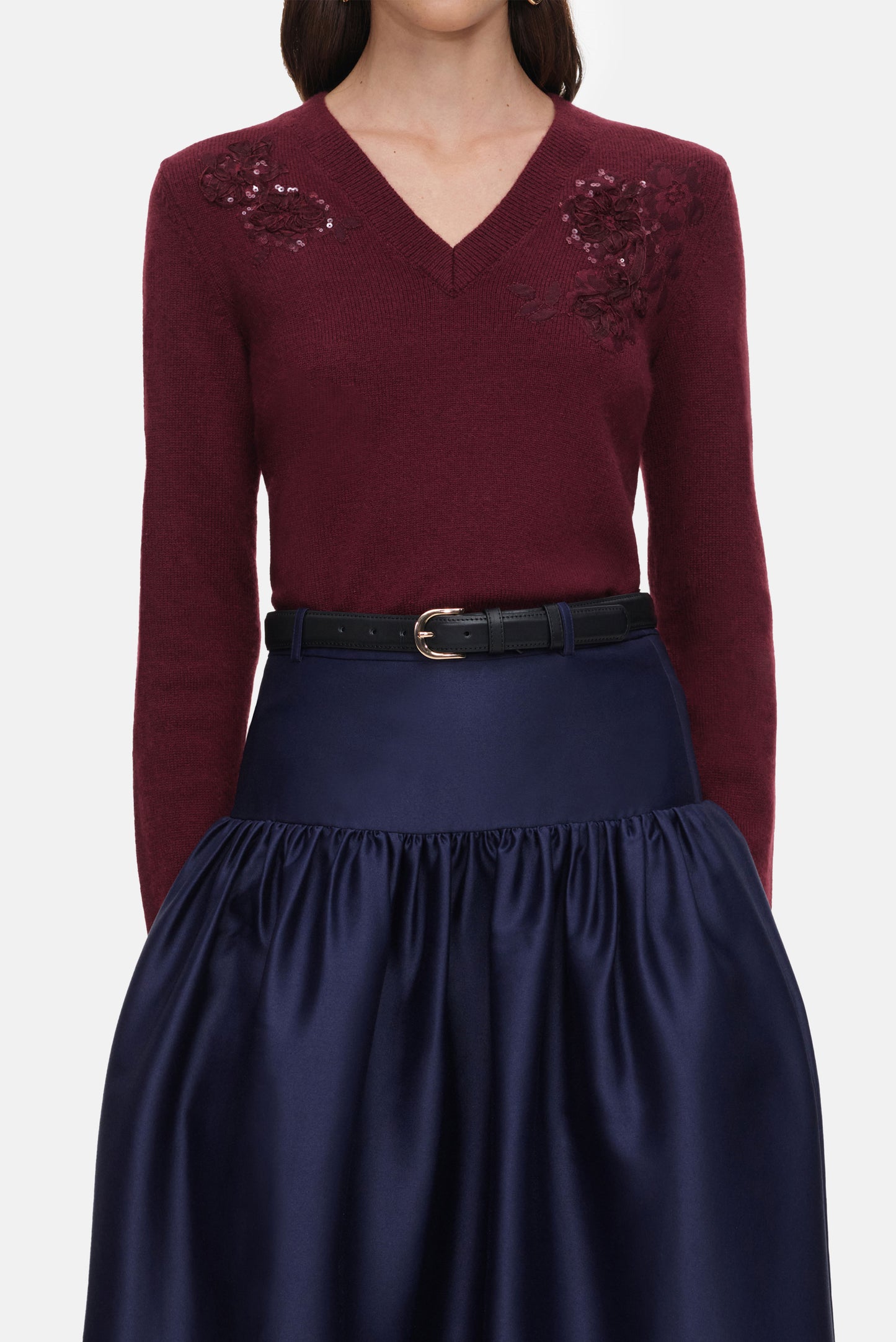 Self-Portrait Women Burgundy Flower Wool Jumper SELF-PORTRAIT