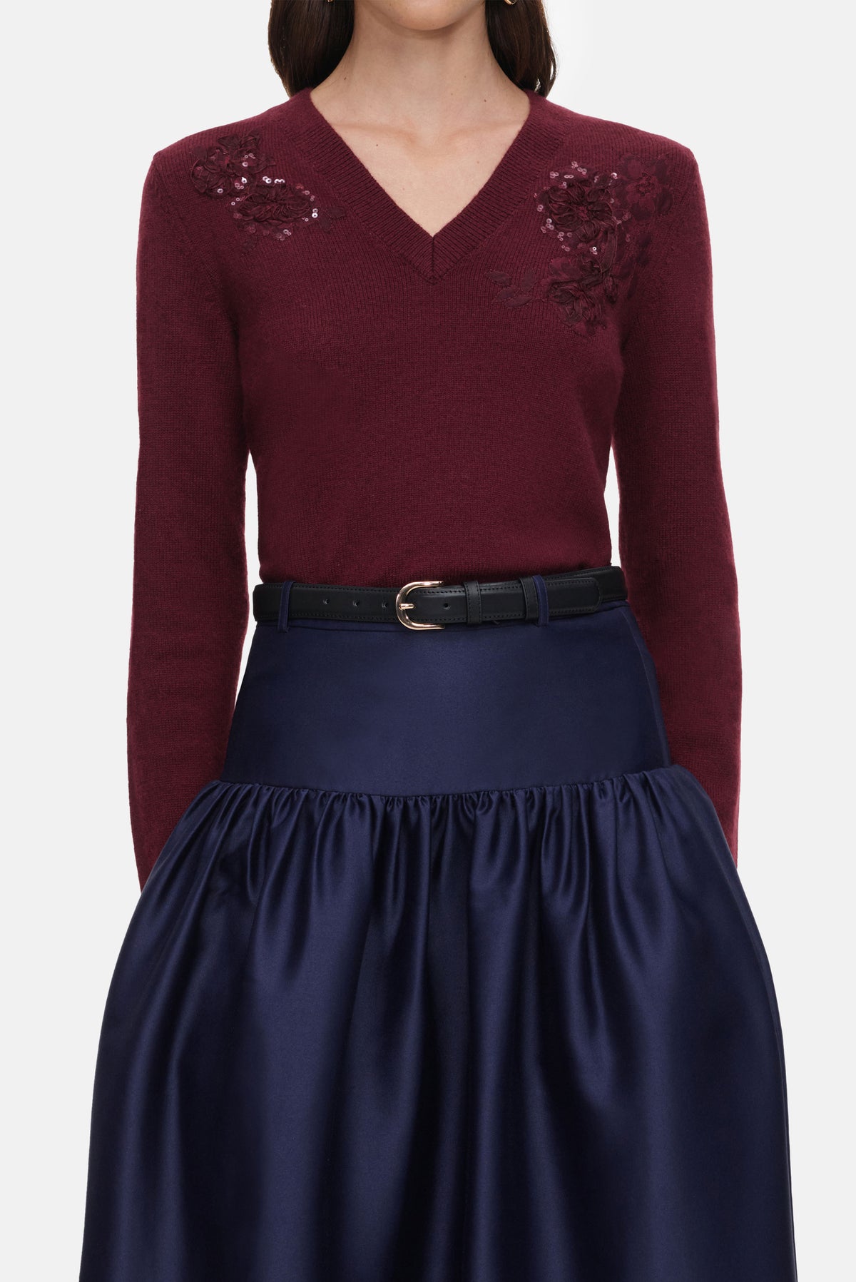 Self-Portrait Women Burgundy Flower Wool Jumper SELF-PORTRAIT