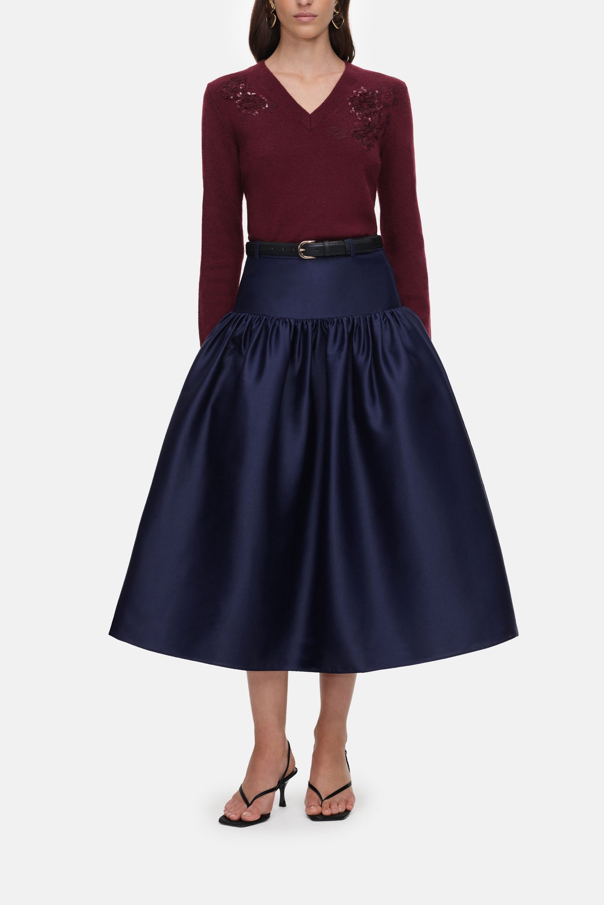 Self-Portrait Women Burgundy Flower Wool Jumper SELF-PORTRAIT