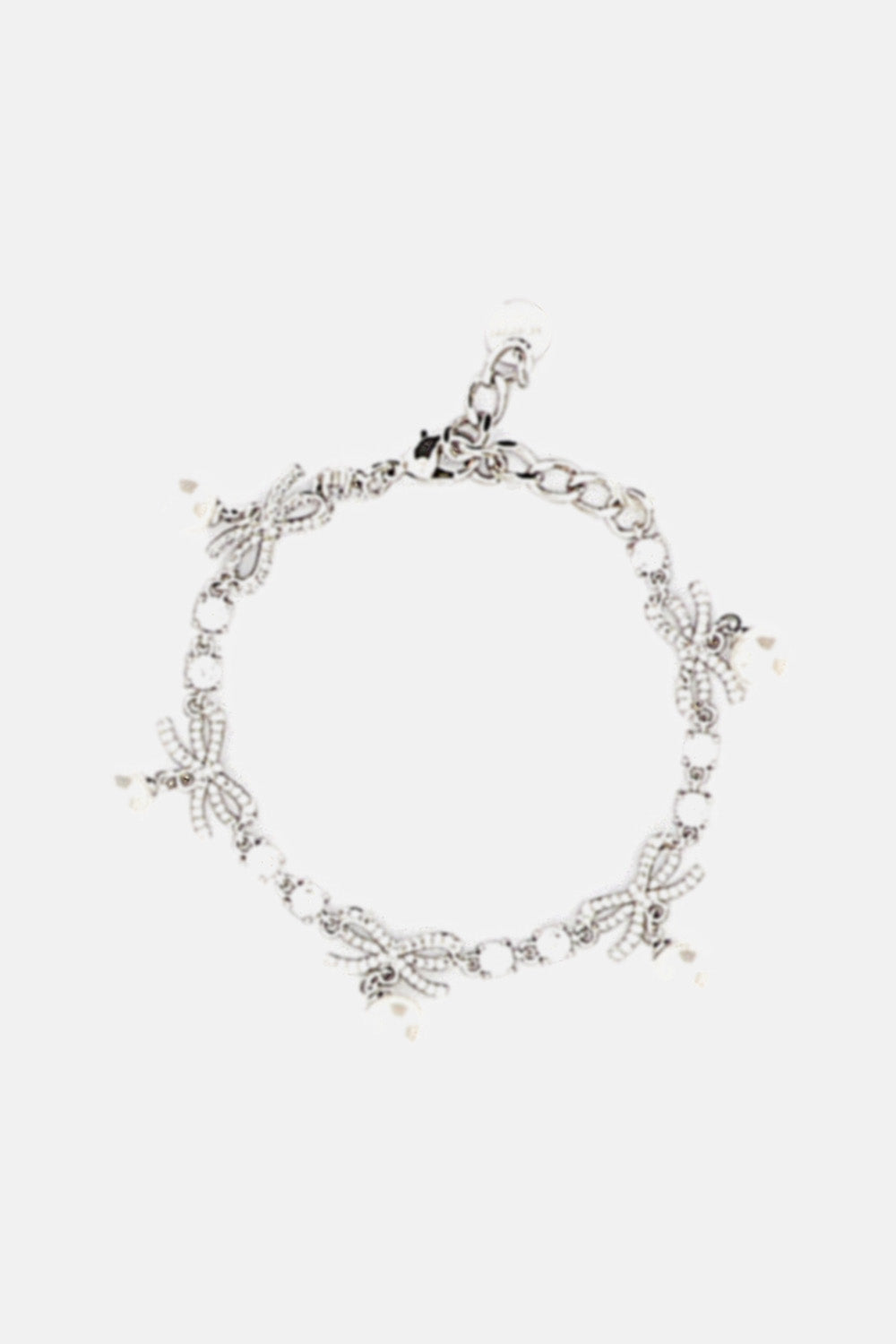 Self-Portrait Women Crystal Bow Pearl Charm Bracelet SELF-PORTRAIT