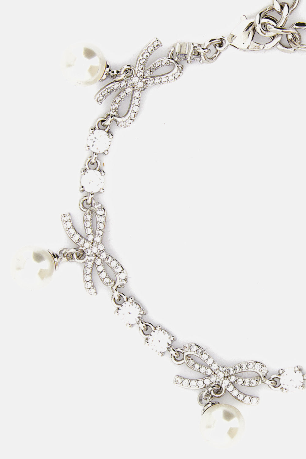 Self-Portrait Women Crystal Bow Pearl Charm Bracelet SELF-PORTRAIT