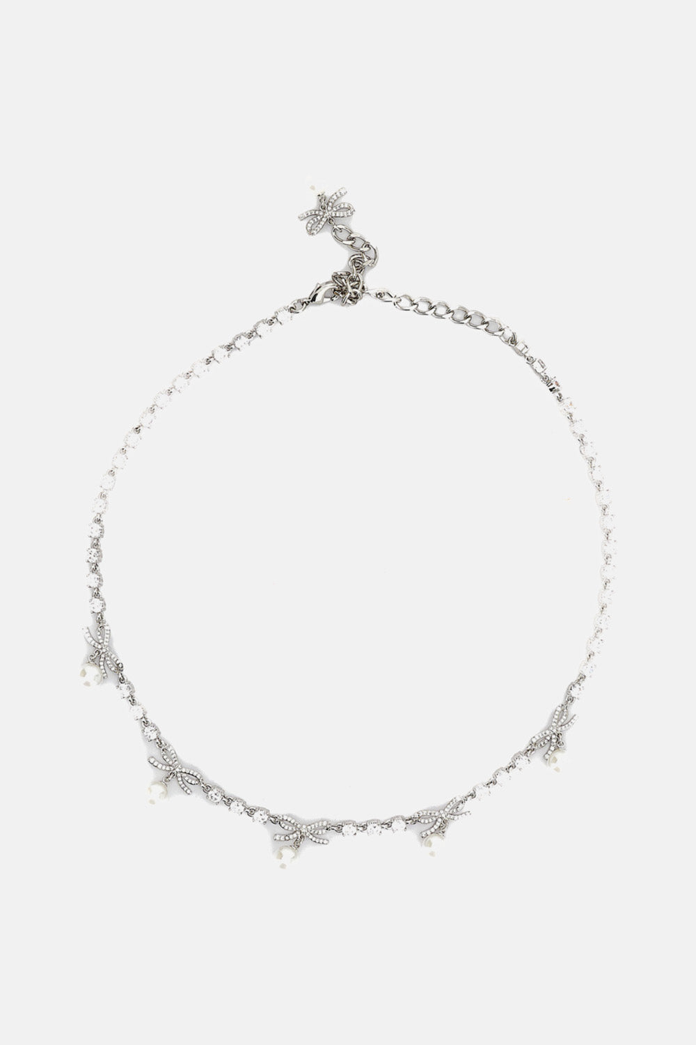 Self-Portrait Women Crystal Bow Pearl Charm Necklace SELF-PORTRAIT