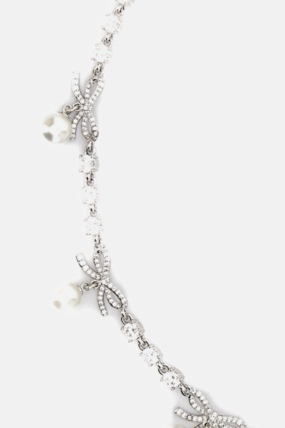 Self-Portrait Women Crystal Bow Pearl Charm Necklace SELF-PORTRAIT